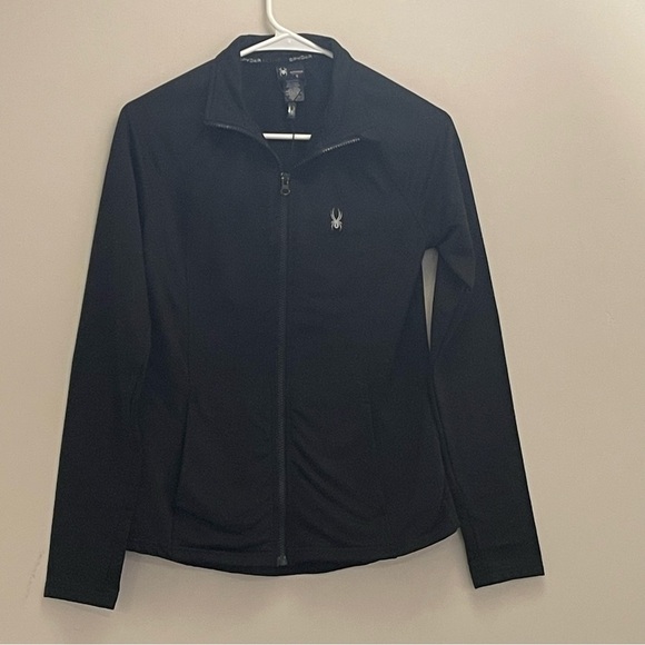 Spyder Active Black Full Zip Jacket Women’s Small Stretch Lightweight Layer - Picture 1 of 10